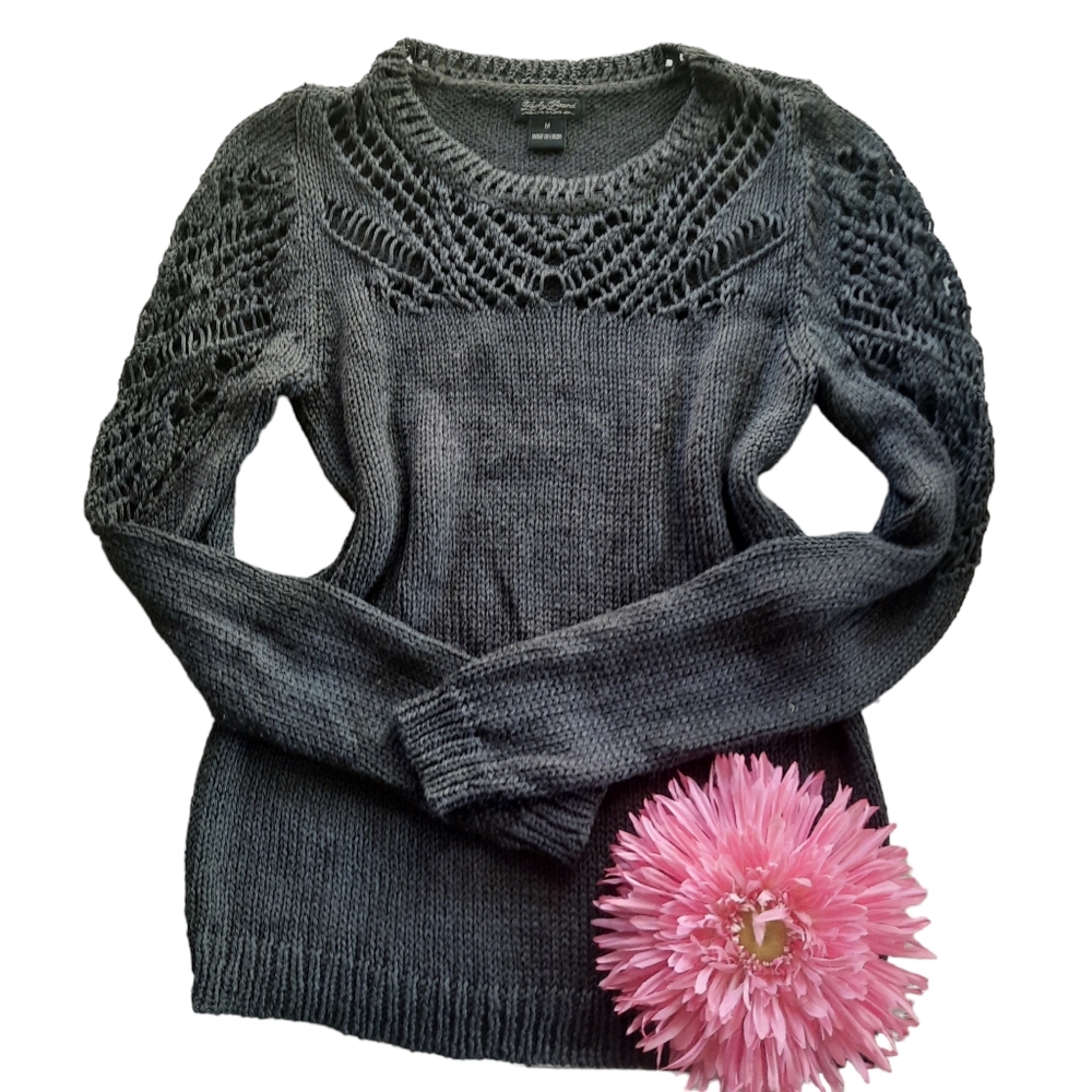 Lucky Brand Gray Crew Neck Sweater